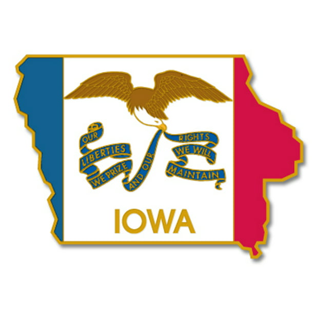 Iowa Flag Lapel Pin Badge Solid Silver 925 